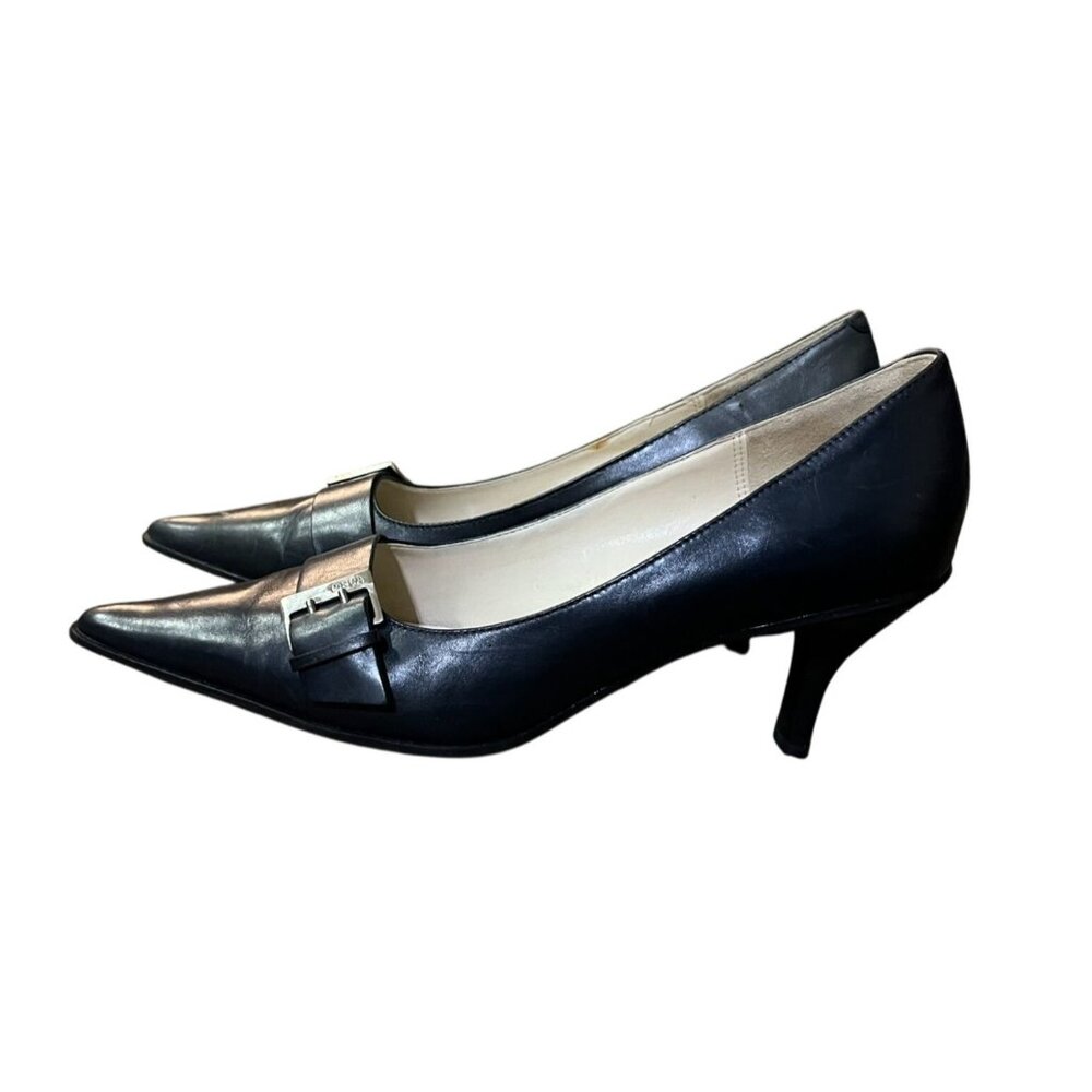 Joan & David Leather Pointy Toe Pumps Womens 8M Blue Circa 365 CJCalliope Y2K
